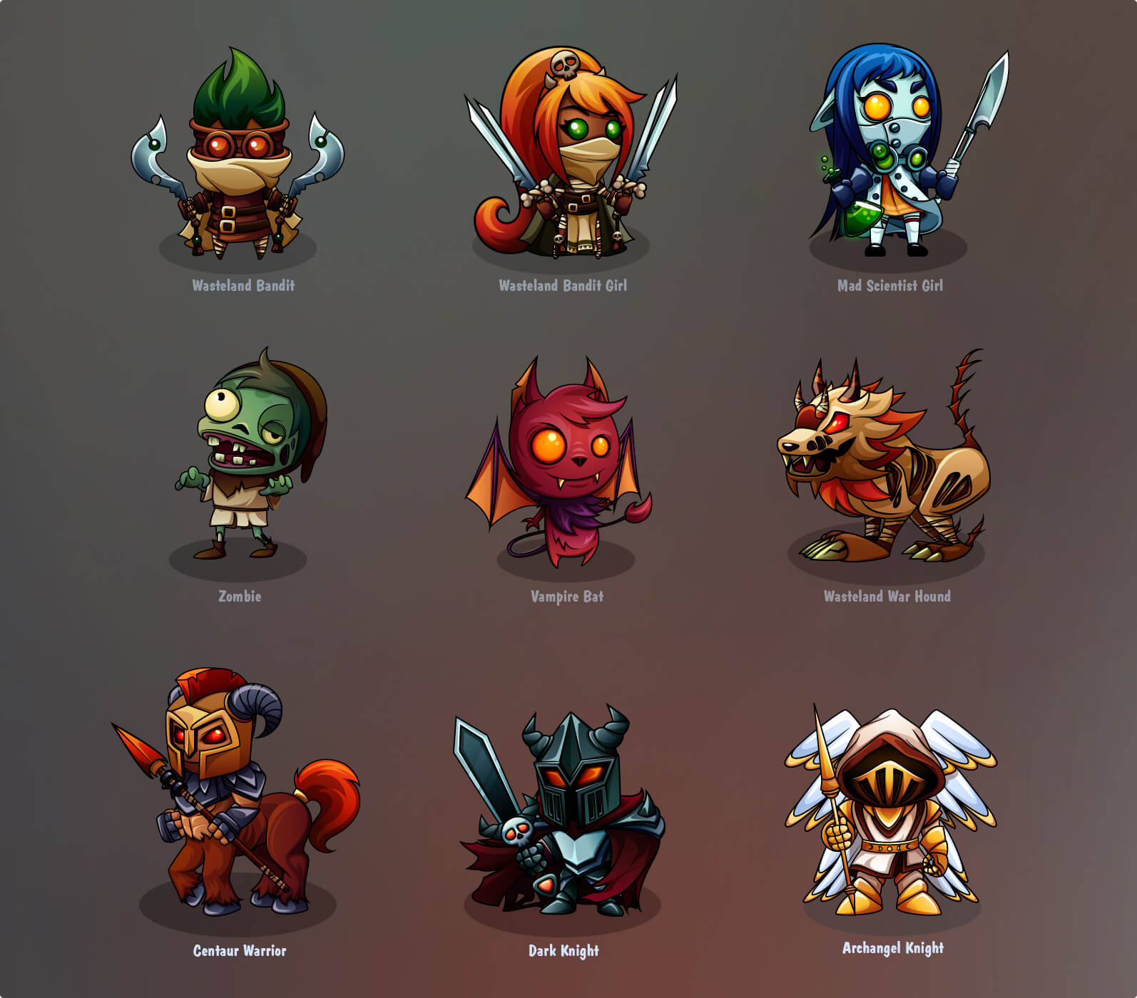 2D Battle Arcade Game characters Designed