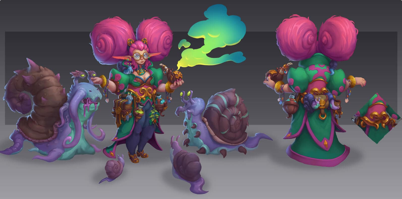 Magic character and her pets concept art design