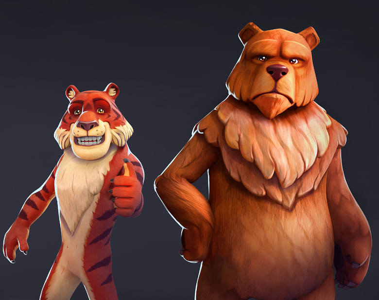 Jungle squad characters design, 3d modeling and rendering