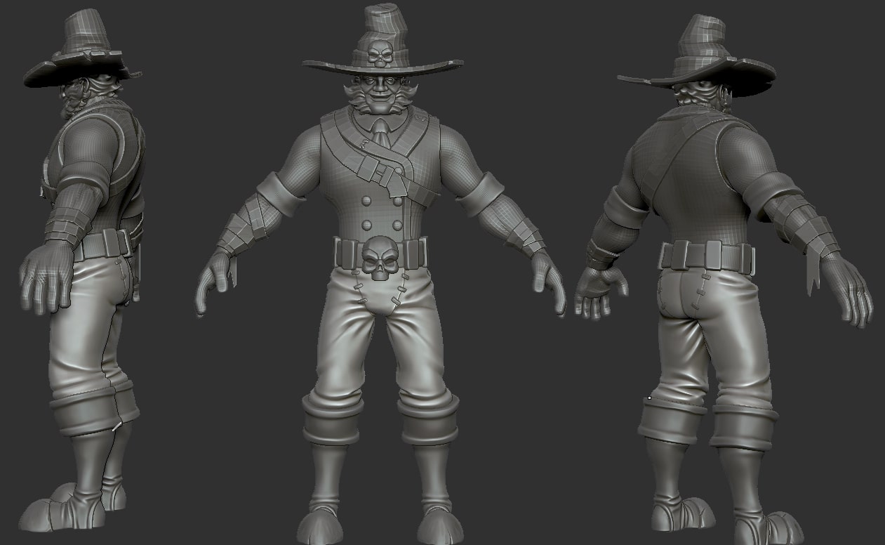 High poly model of the character