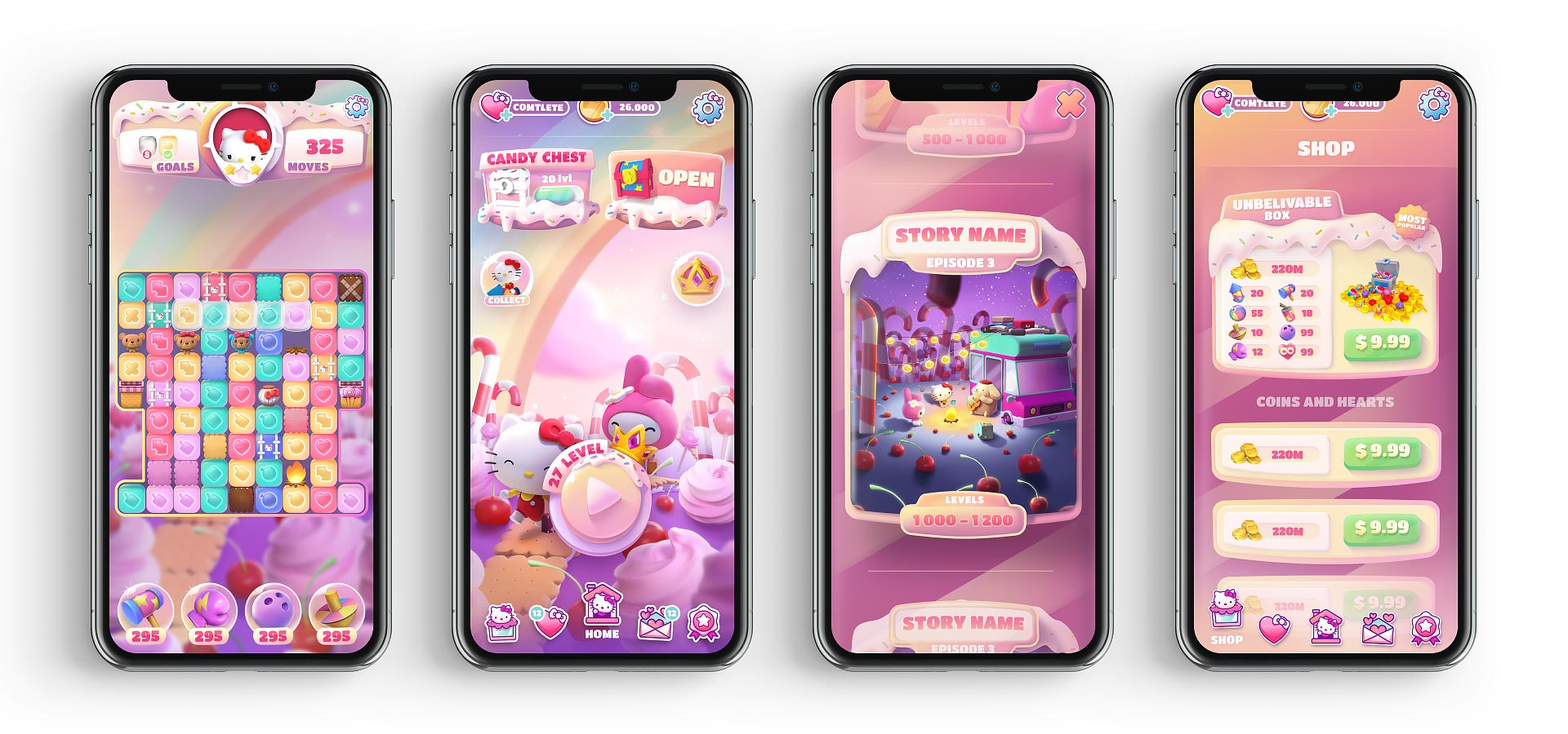 Sanrio Dream Blast UI implementation, mechanics and levels development