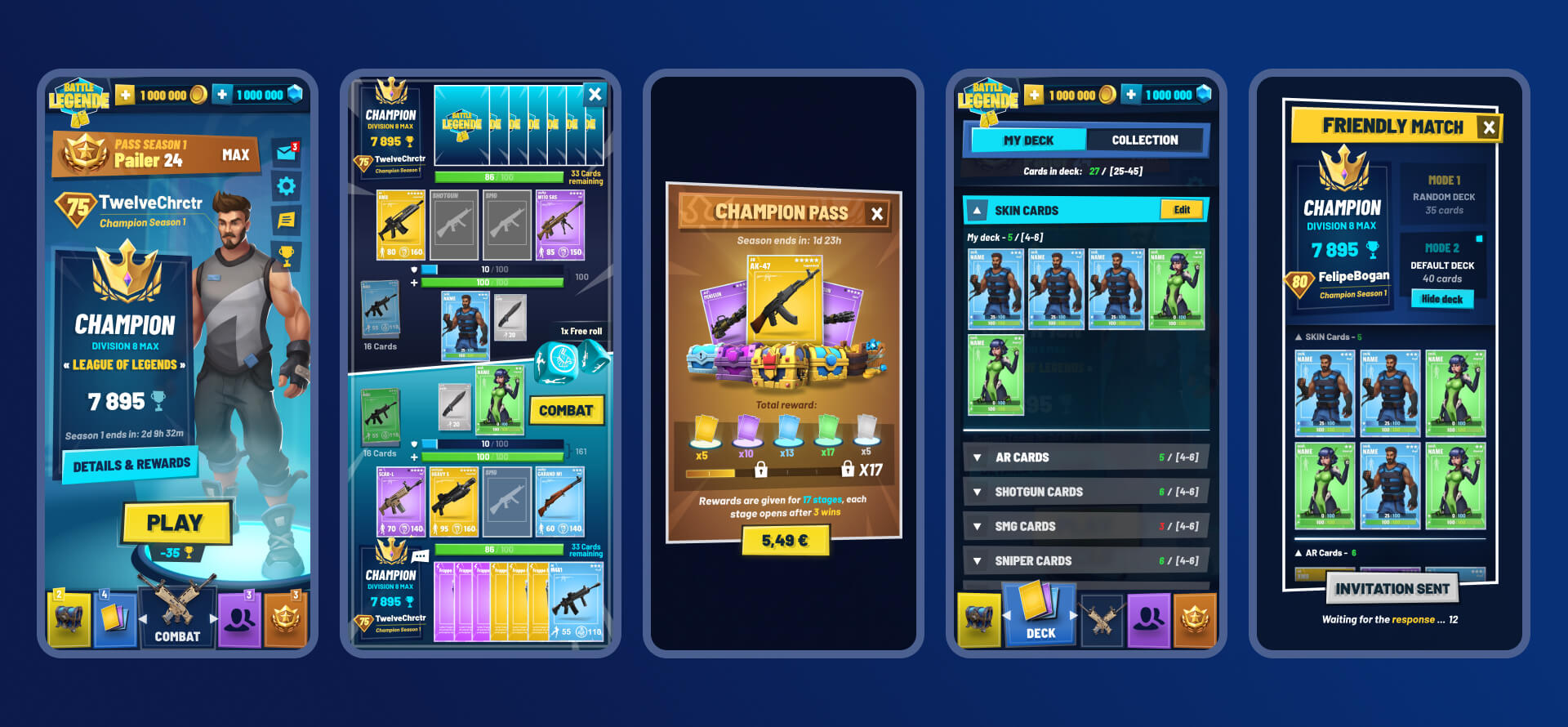 Battle Legende mobile PvP multiplayer turn-based cards game