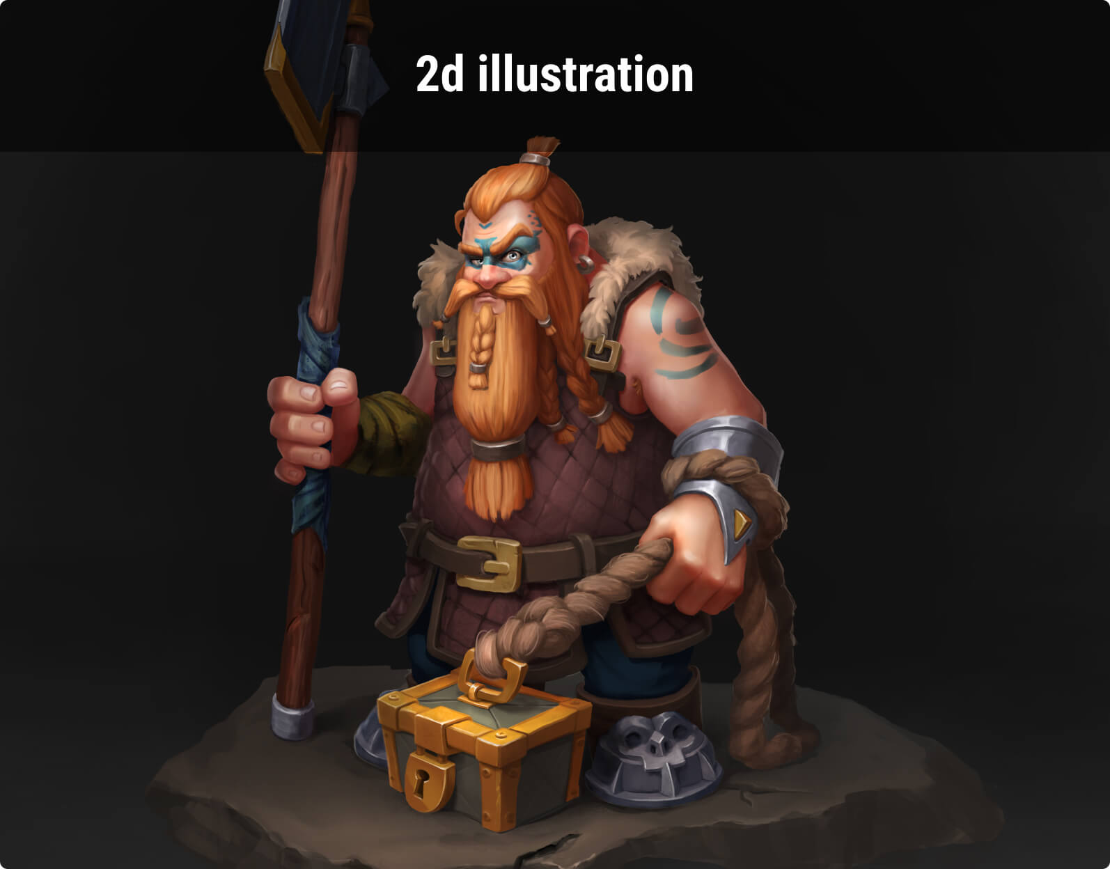 Dwarf character 2d illustration