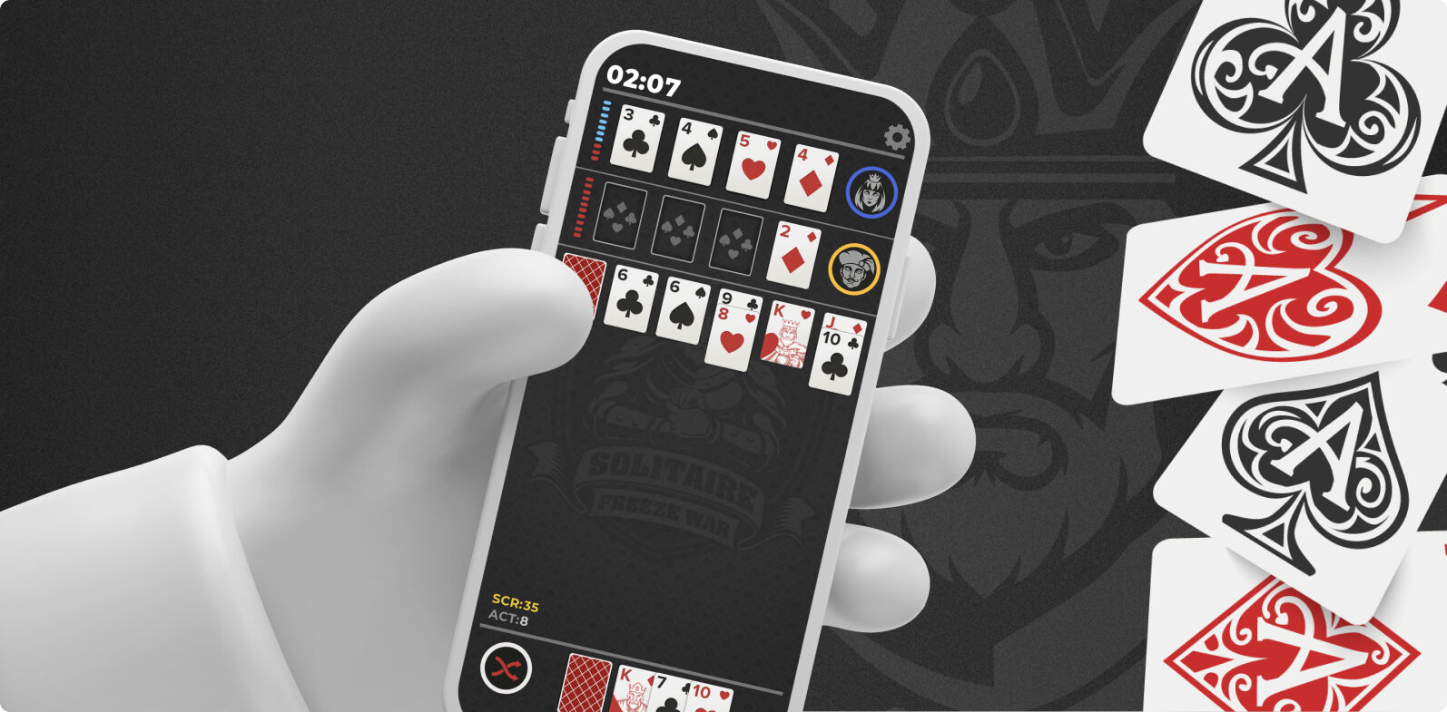 Mobile cards game Solitaire Freeze War design and development