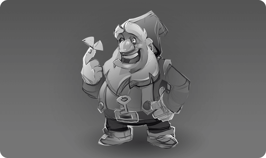 2D Character B&W Sketch