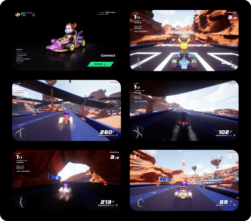 Gameplay screenshots from the Racer Club game developed by Fgfactory